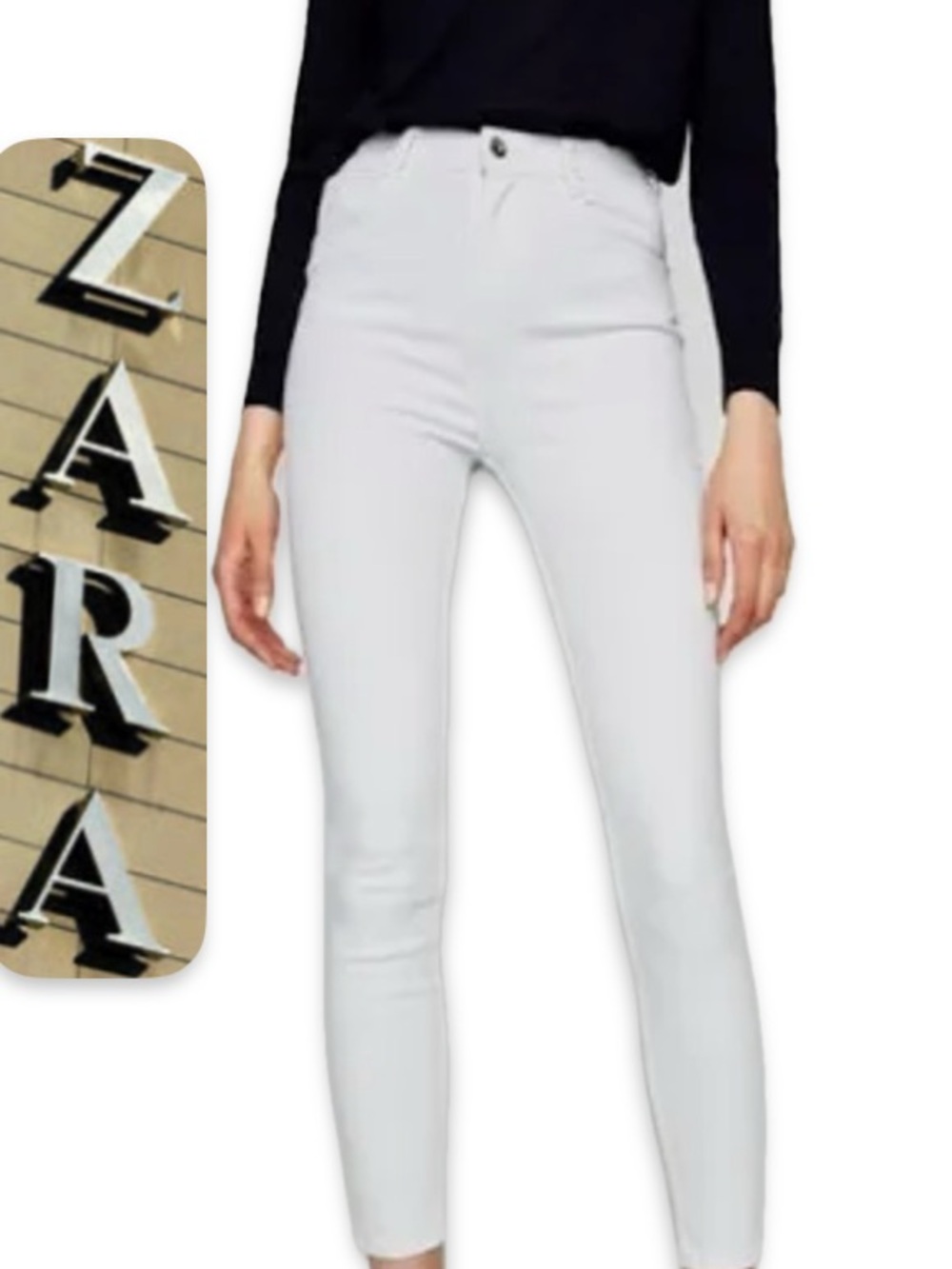ZARA White High Rise Super Skinny Ankle Denim Jeans Size 2 NWOT